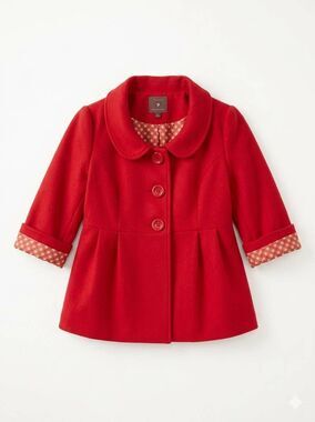 🔹️Red Buttoned Fitted Peacoat Jacket Medium